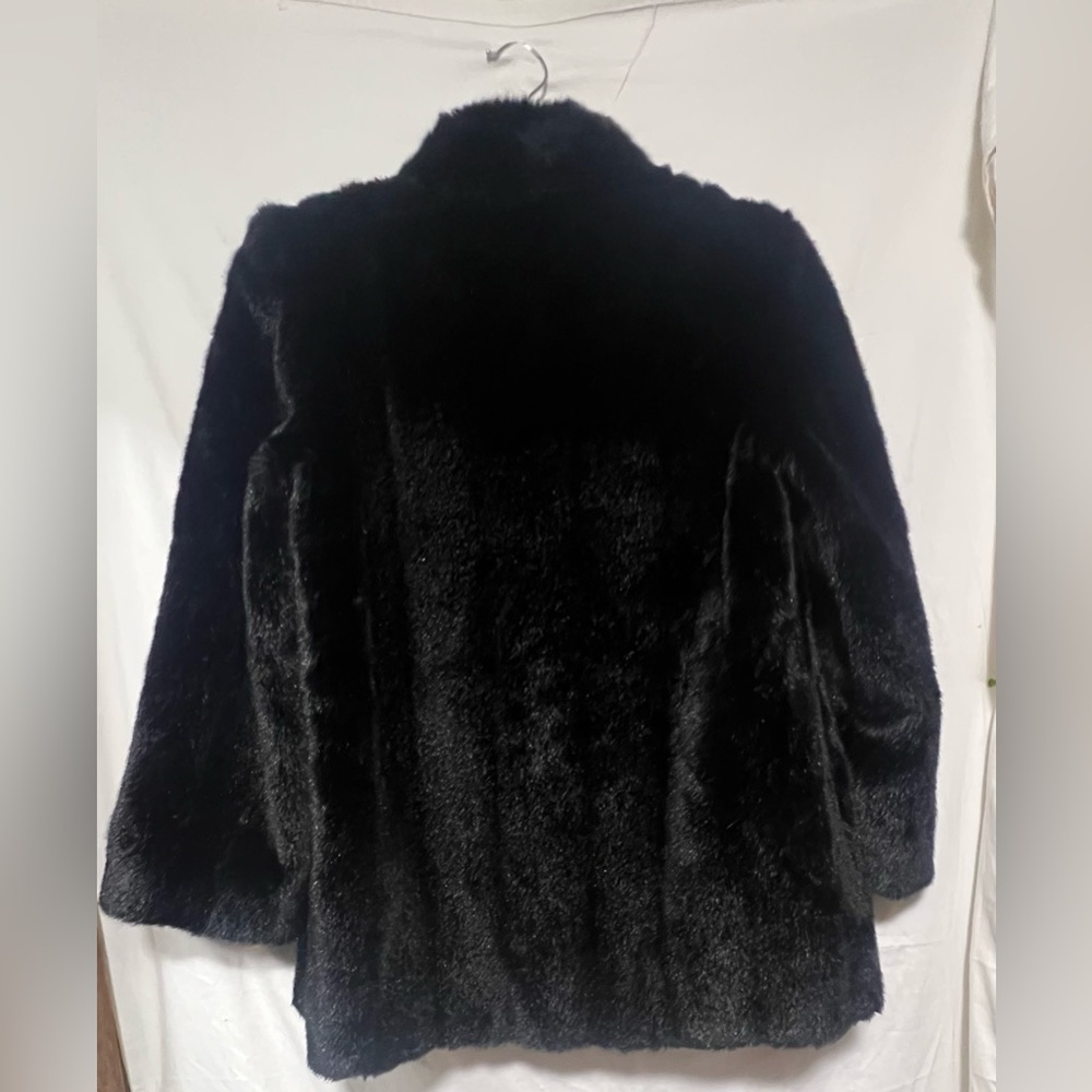 Vintage Hillmoor NY Tissavel France Faux Fur Jacket Coat Black Union Made Winter - Picture 5 of 14